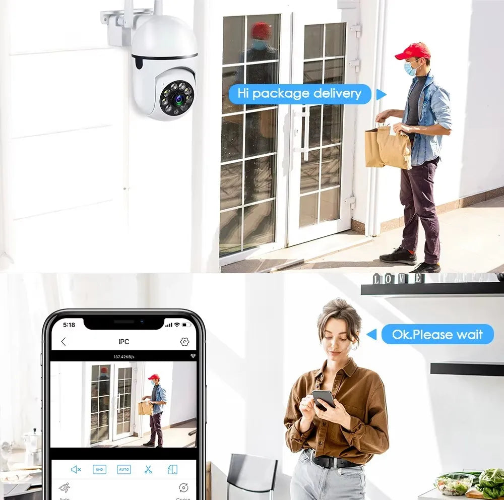 GuardAura® 360° Smart Security Camera – Wireless Outdoor WiFi Camera with Motion Detection & Color Night Vision