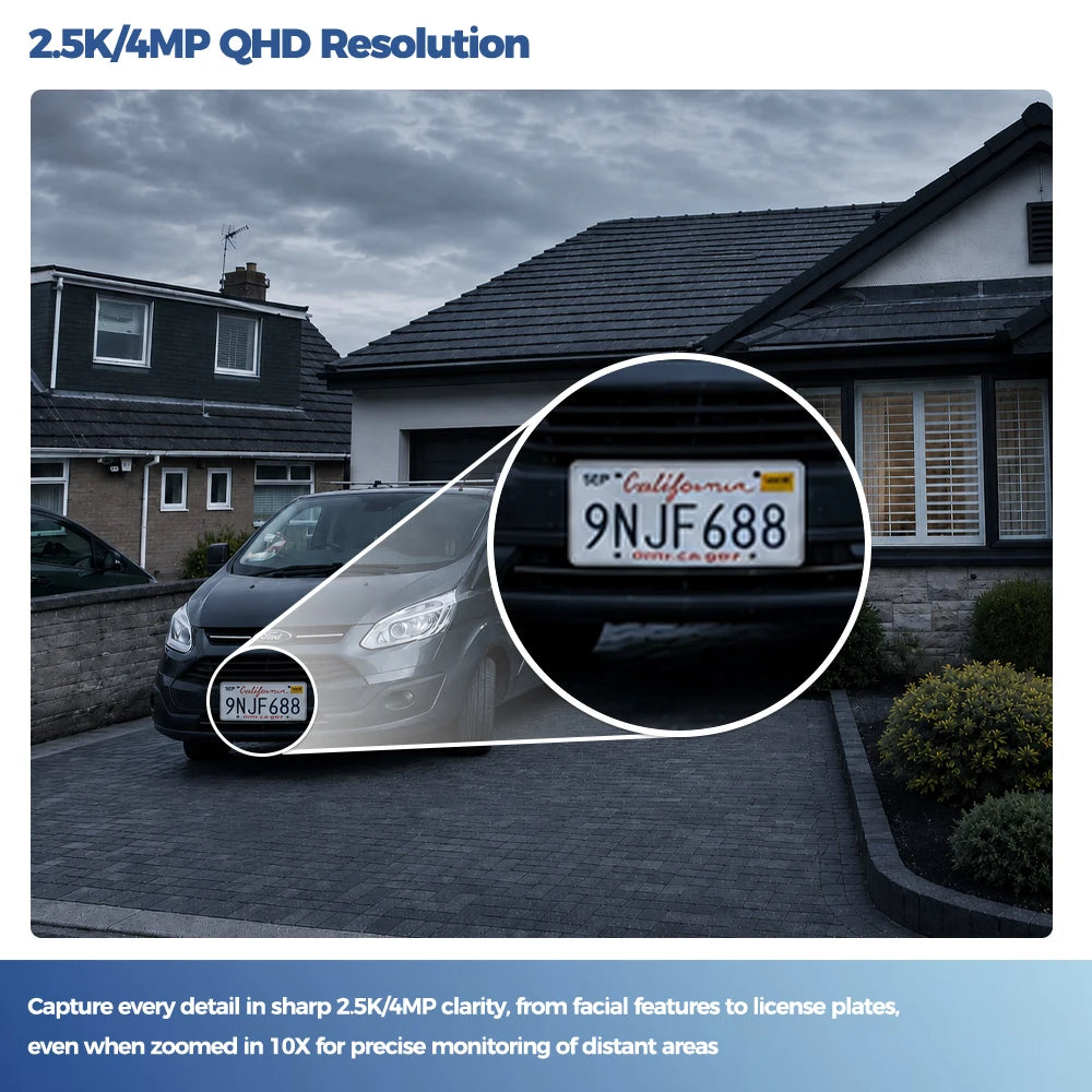 GuardAura® SolarCam 2.5K – 100% Wireless Solar Security Camera, 2.4G/5G WiFi, Color Night Vision & AI Detection